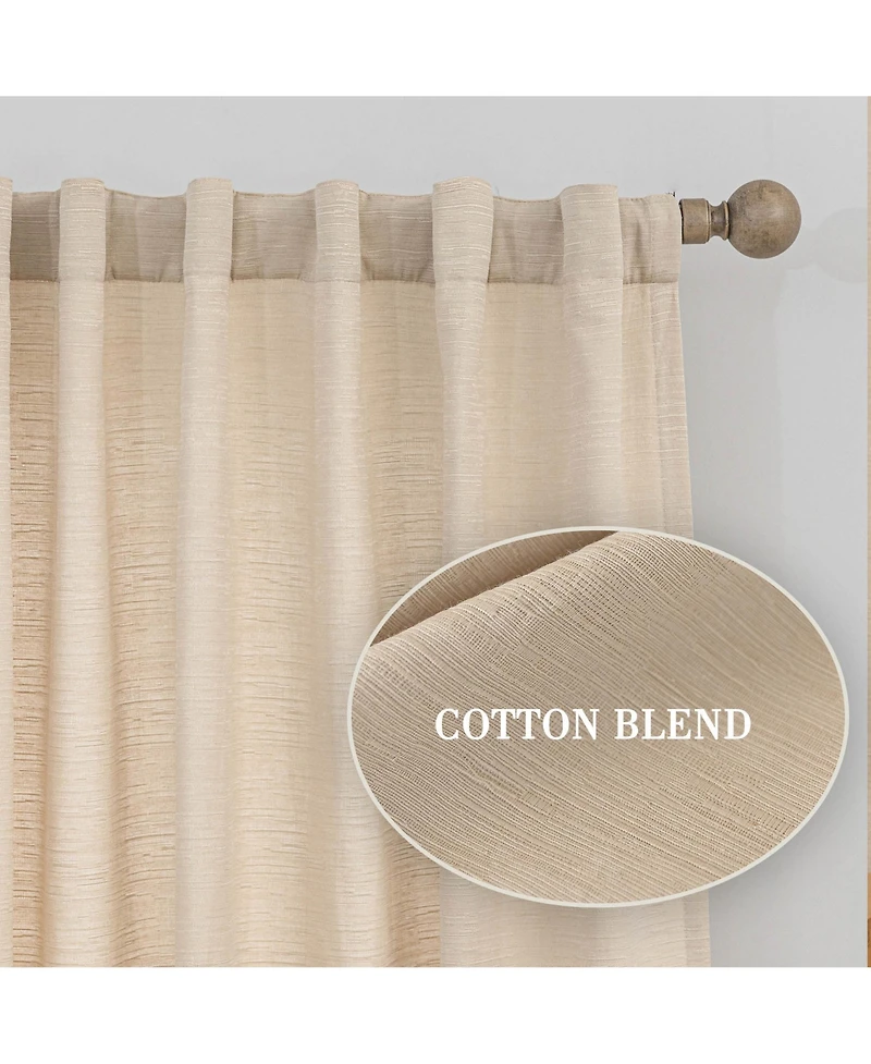 Awesome Home Cotton Blend Light Filtering Back Tab Curtains (2 Panels), 52"x108"