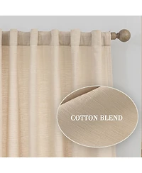 Awesome Home Cotton Blend Light Filtering Back Tab Curtains (2 Panels), 52"x108"