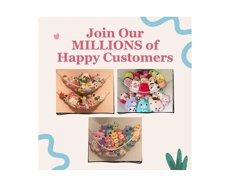 Lilly's Love Toddler Stuffed Animal Net Hammock, Jumbo Extra Large Corner Hanging Toy Storage Organizer, White, 2 Pack