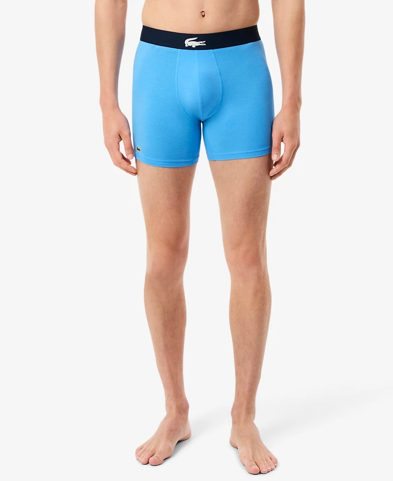 Lacoste Men's 3-Pack Regular Fit Big Croc Logo Boxer Briefs
