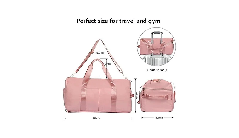 Urtala Duffle Bag For Women, Sports Duffel Bag for Gym with Wet Pocket & Shoe Compartment, Overnight Weekender Travel Bag