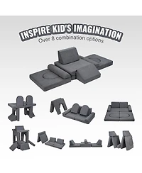 Slickblue 10-Piece Modular Kids Play Couch, Toddler Sofa Set with Removable Covers for Playroom
