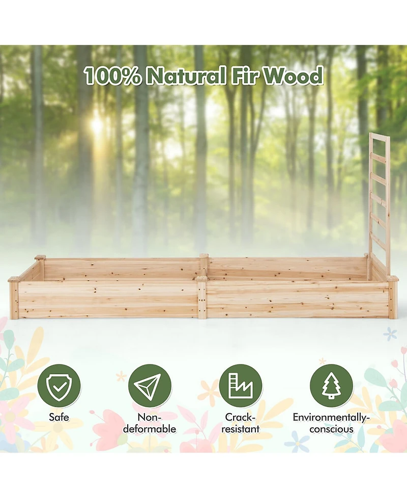 Gymax Raised Garden Bed Wooden Planter Box with Divided Space for Outdoor