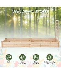 Gymax Raised Garden Bed Wooden Planter Box with Divided Space for Outdoor
