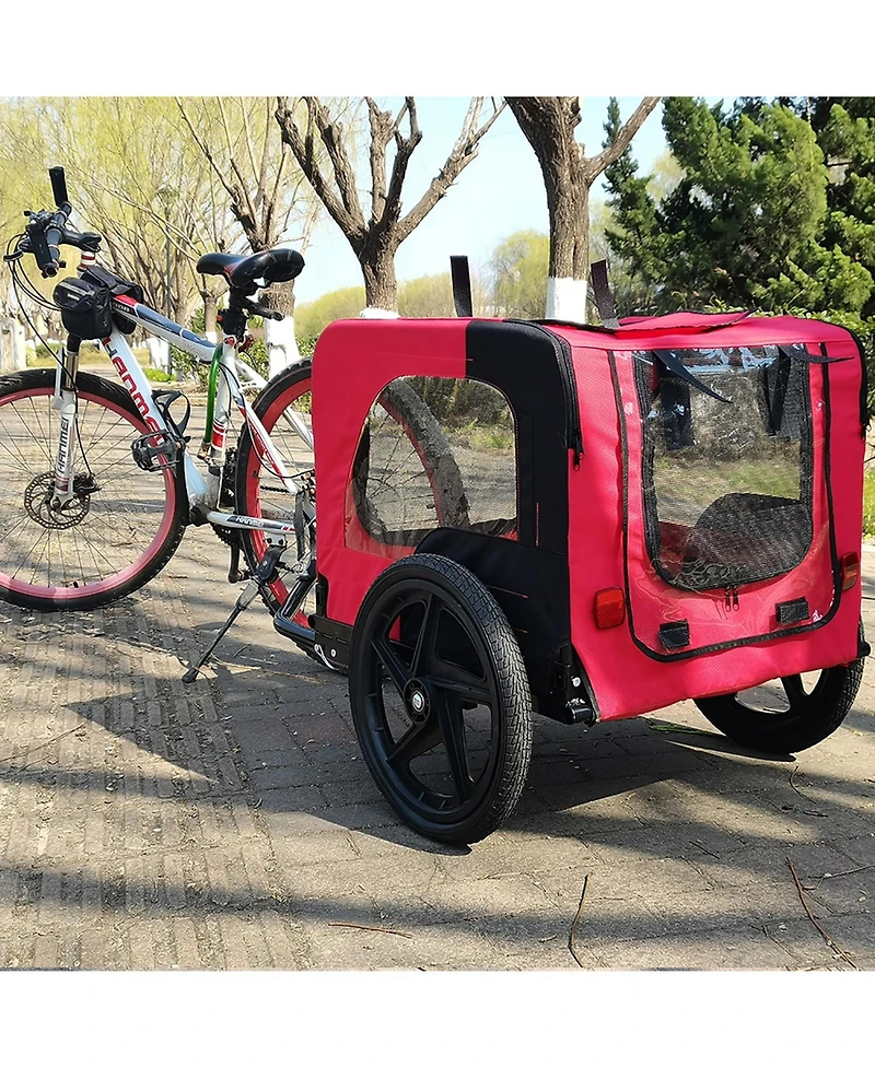 Aostirmotor Pet Bike Trailer,Suitable for Small & Medium Pets, Easy Folding Cart Frame, Quick Release Wheel, Red