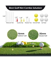 Bearwill 10x7ft Heavy Duty Golf Practice Net - Includes Mat, Target Cloth, 8 Tees, 6 Balls & Carry Bag, for Backyard, Indoor & Outdoor Training