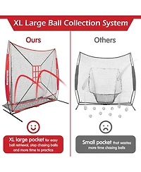 Bearwill 7x7ft Baseball & Softball Practice Net - Pitching, Hitting & Batting Net with Ball Collection System, Tee, 2 Strike Zones & Carry Bag