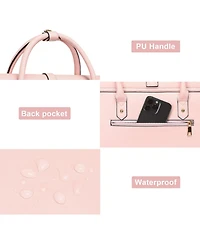 Mosiso Pink Pu Leather Laptop Bag for Women - 15-15.6 Inch Convertible Backpack & Messenger Bag, 16 Inch Work Briefcase with Bowknot