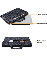 Mosiso Leopard Grain Laptop Shoulder Bag - 15-15.6" Briefcase with Belt for MacBook Air 15" (M4/M3/M2) & Pro 16" (M4/M3/M2/M1, 2019-2025)