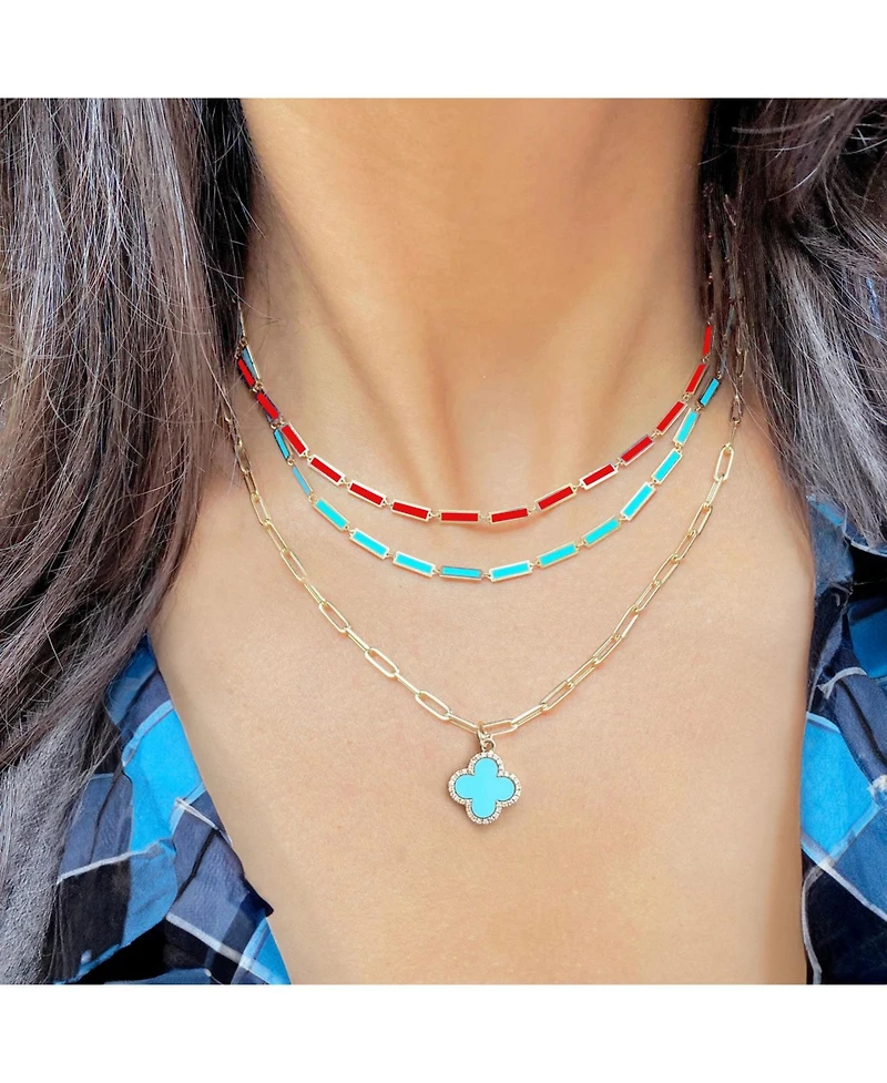 The Lovery Coral Bar Necklace 14K Gold