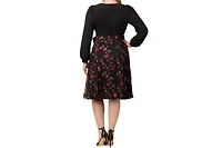 Kiyonna Plus Chelsea Embroidered Midi Cocktail Dress