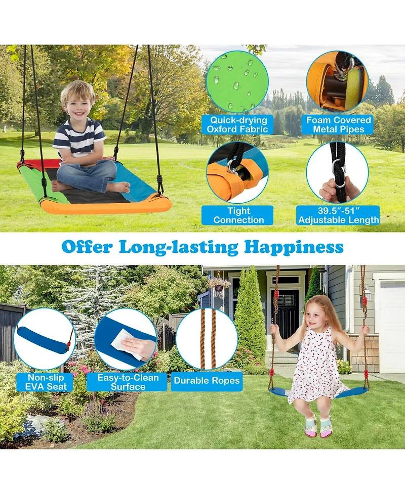 Akiudex 3-in-1 Kids Swing Set with Adjustable Toddler Seat Platform and Belt Swings
