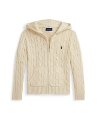 Polo Ralph Lauren Toddler and Little Boys Cable Cotton Hooded Full-Zip Sweater