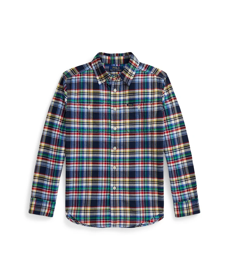 Polo Ralph Lauren Big Boys Plaid Brushed Cotton Oxford Shirt