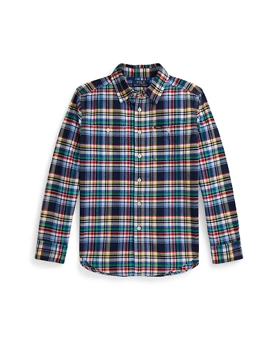 Polo Ralph Lauren Big Boys Plaid Brushed Cotton Oxford Shirt