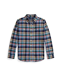 Polo Ralph Lauren Big Boys Plaid Brushed Cotton Oxford Shirt