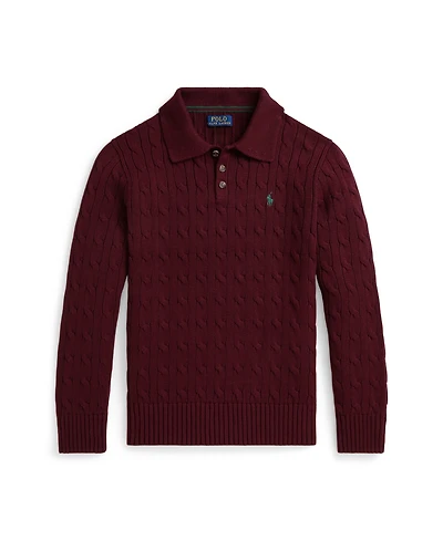 Polo Ralph Lauren Big Boys Cable-Knit Cotton Polo Sweater