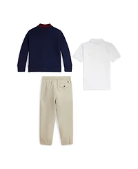 Polo Ralph Lauren Toddler and Little Boys 3-Piece Shirt, Cardigan Chino Pants Set