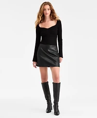 Bar Iii Women's Faux-Leather Fitted Mini Skirt, Macy's Exclusive