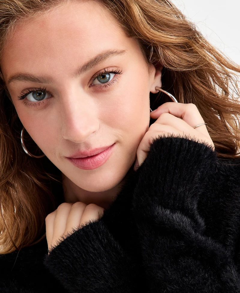 Bar Iii Women's Mock-Neck Fuzzy Sweater, Macy's Exclusive