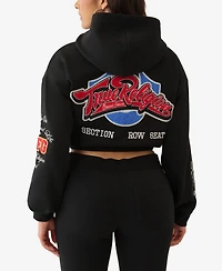 True Religion Women's Crystal Patched Zip Hoodie