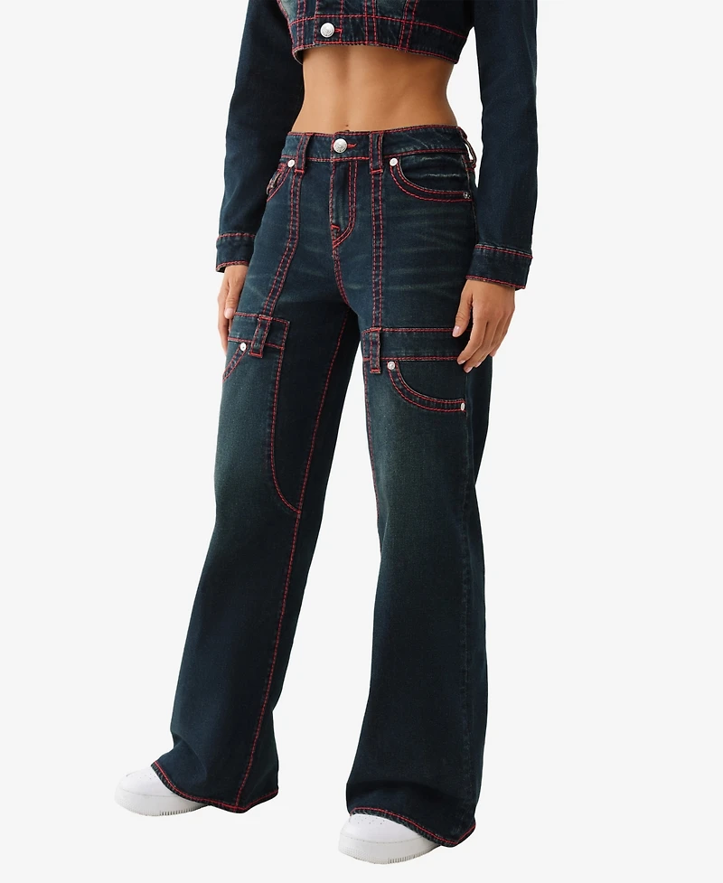 True Religion Women's Bobbi Big T Baggy Carpenter Jeans