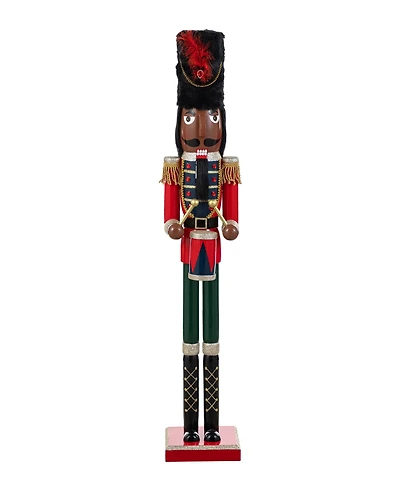 Glitzhome 36.5" Wooden Christmas African Soldier Nutcracker