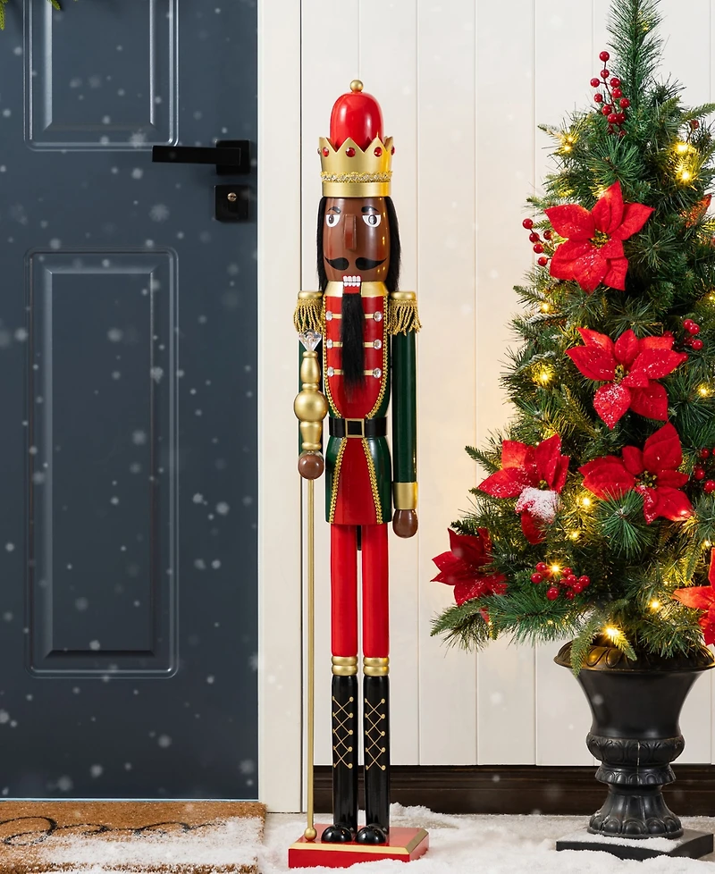 Glitzhome 42" Wooden Christmas African King Nutcracker