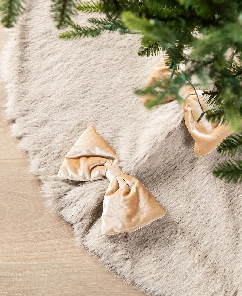 Glitzhome 48" Reversible Korean Fleece Christmas Tree Skirt