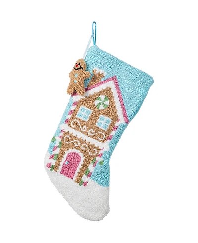 Glitzhome 21" Hooked Gingerbread House Stocking
