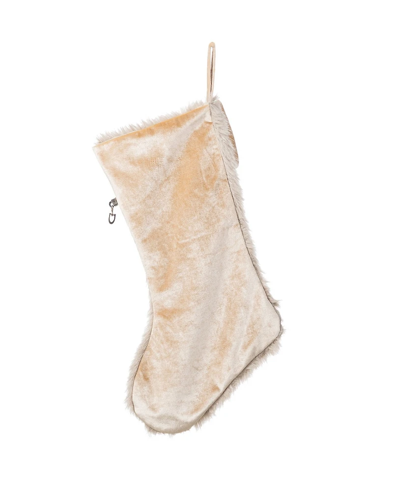 Glitzhome 21" Faux Fox Fur Christmas Stocking with Bow