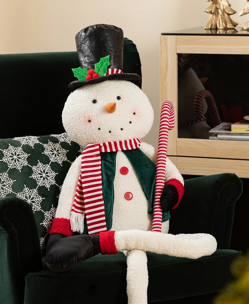 Glitzhome 60" Christmas Oversized Fabric Snowman with Dangle Legs