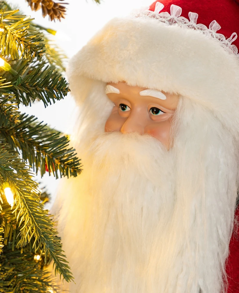 Glitzhome 4" Oversized Christmas Woodland Santa