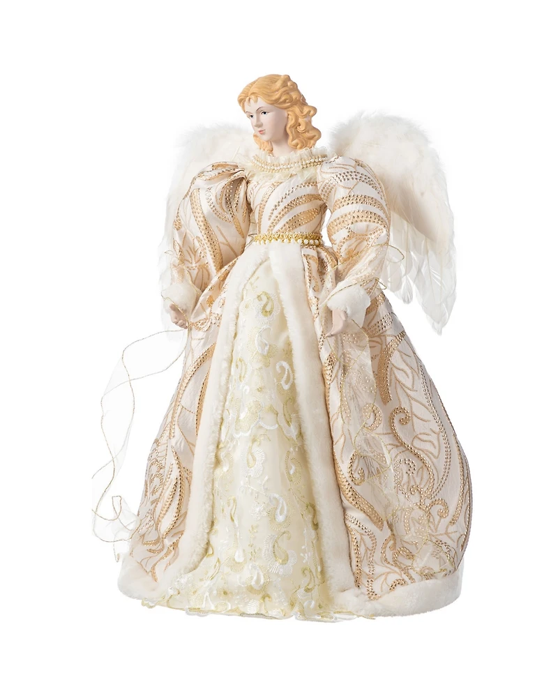 Glitzhome 24" Faux Fur Christmas Angel Tree Topper