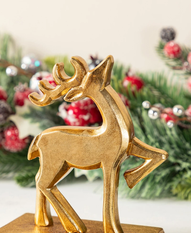 Glitzhome Christmas Resin Tree and Reindeer Stocking Holders, Set of 3