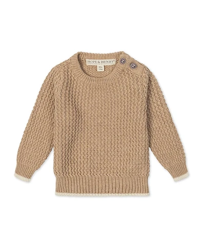 Hope & Henry Baby Boys' Organic Long Sleeve Crewneck Sweater with Buttons