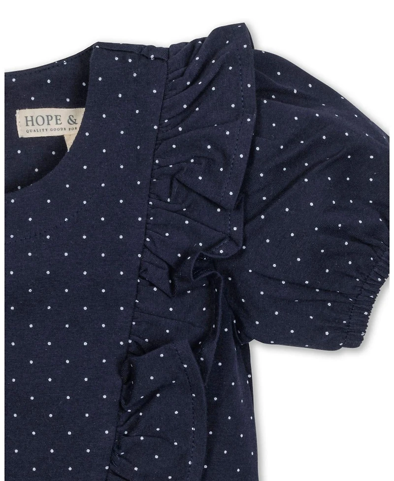 Hope & Henry Toddler Girls' Organic Short Sleeve Knit Ruffle Dress