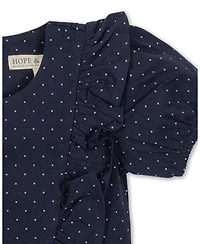 Hope & Henry Toddler Girls' Organic Short Sleeve Knit Ruffle Dress