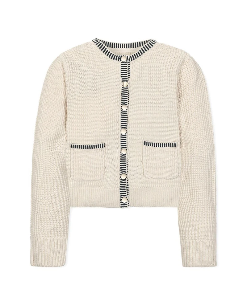 Hope & Henry Women's Organic Tweed Stitch Sweater Cardigan