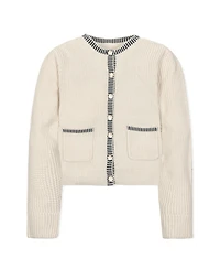 Hope & Henry Women's Organic Tweed Stitch Sweater Cardigan