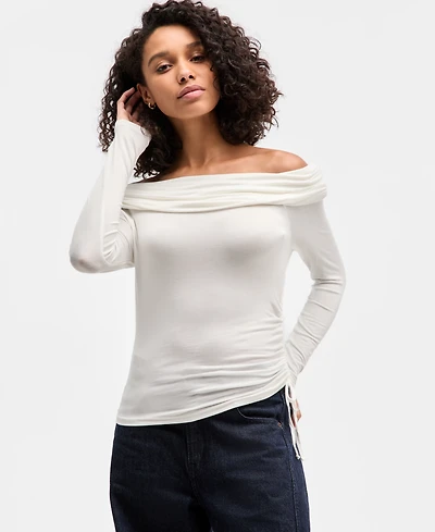Ultra Flirt Juniors' Off-The-Shoulder Ruched Top