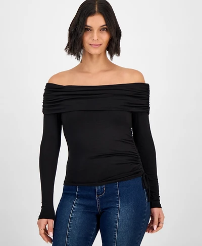 Ultra Flirt Juniors' Off-The-Shoulder Ruched Top