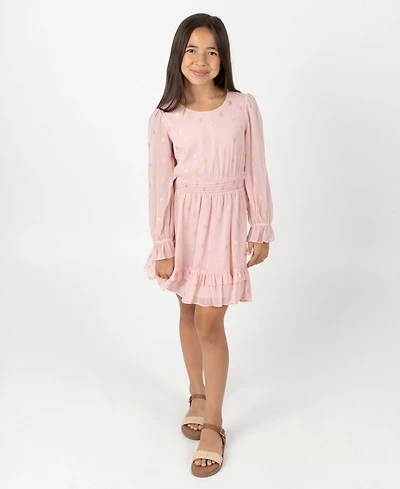 Rare Editions Big Girls Foil Dot Chiffon Dress