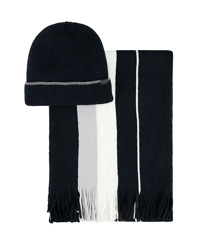 Kenneth Cole Reaction Men's 2-Piece Beanie and Ribbon Scarf Set