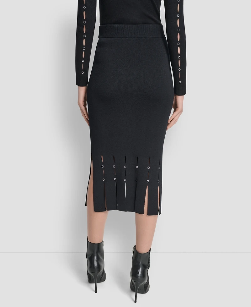 Dkny Women's Grommet Detail Sweater Pencil Midi Skirt