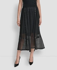 Dkny Women's Leopard Mesh Asymmetric Midi Skirt