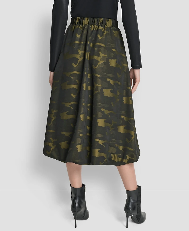Dkny Women's Camo Print Jacquard Bubble Midi Skirt