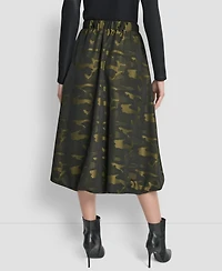 Dkny Women's Camo Print Jacquard Bubble Midi Skirt