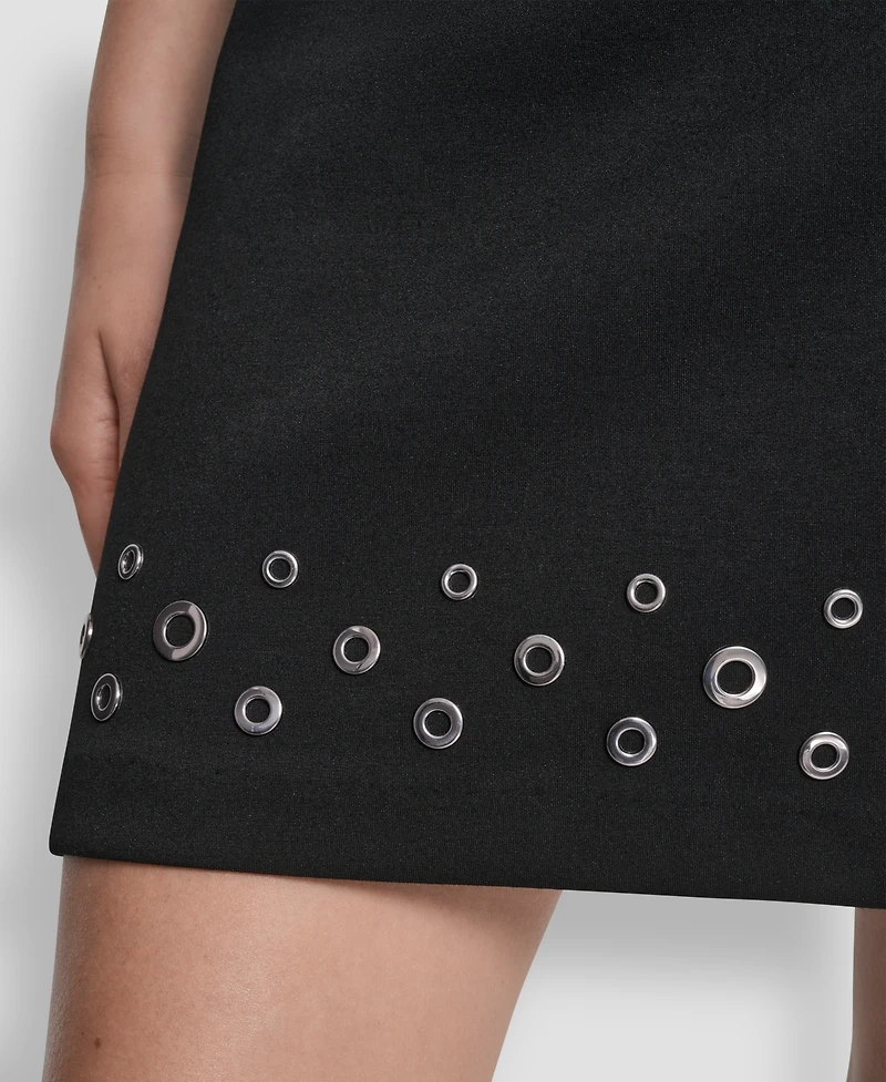 Dkny Women's Grommet Hem Detail Mini Skirt