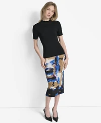 Dkny Women's Cap-Sleeve Mock Neck Sweater